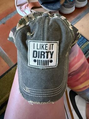 I Like It Dirty Distressed Camouflage Baseball Cap